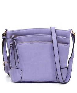 Fashion Multi Zip Pocket Crossbody Bag WU059 LAVENDER
